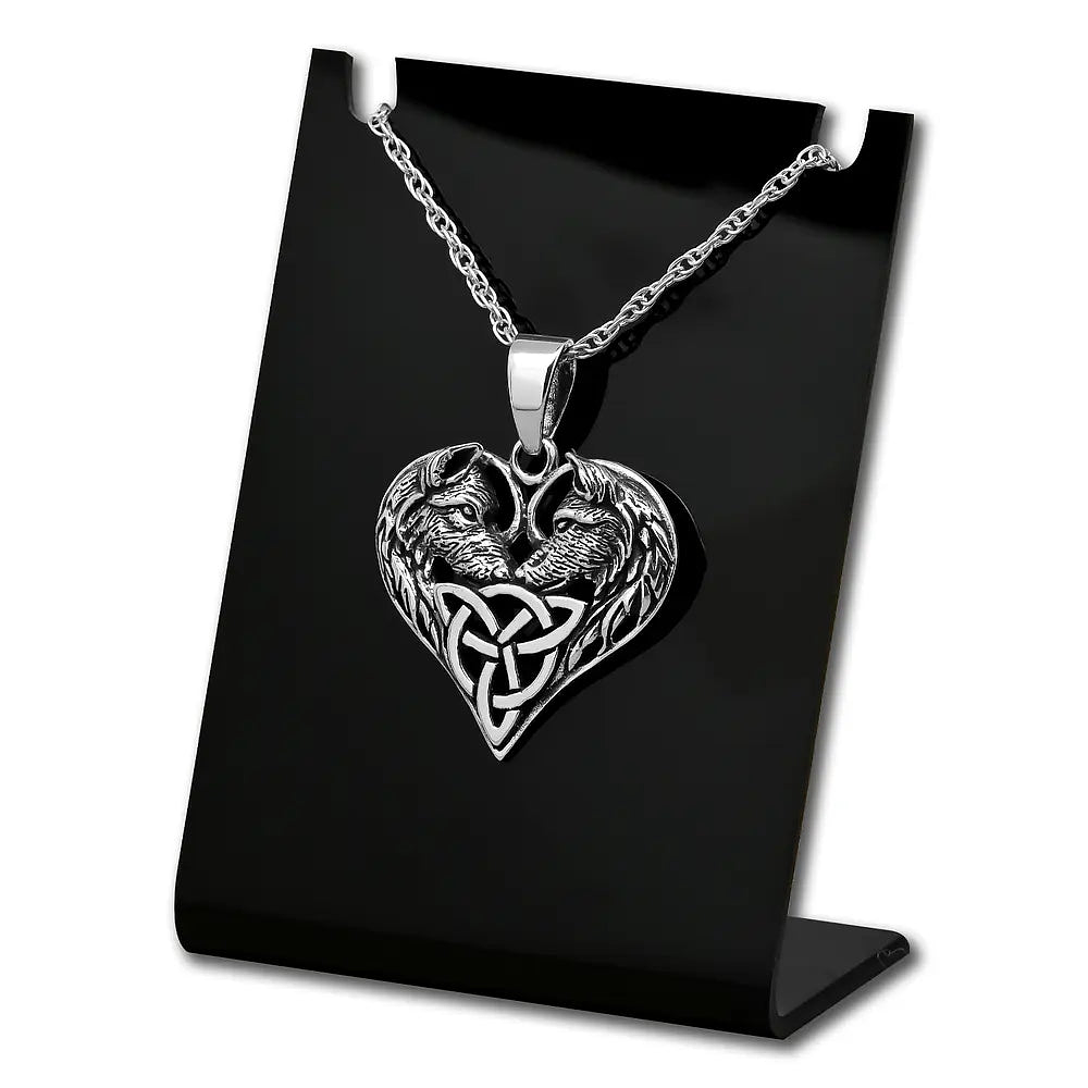 Colgante nudo celta de lobos en plata fina 1