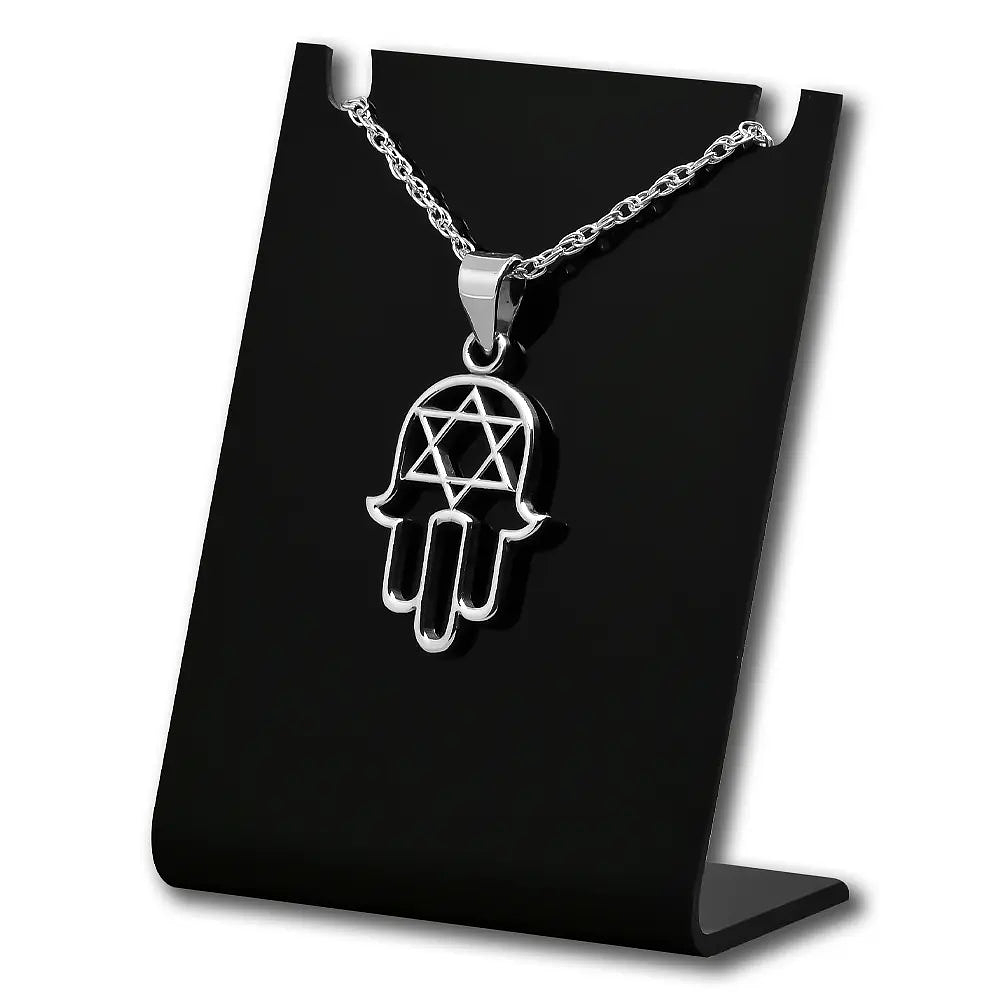 Colgante mano de fatima con estrella de david en plata fina 1