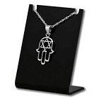 Colgante mano de fatima con estrella de david en plata fina 1