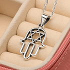 Colgante mano de fatima con estrella de david en plata fina 2