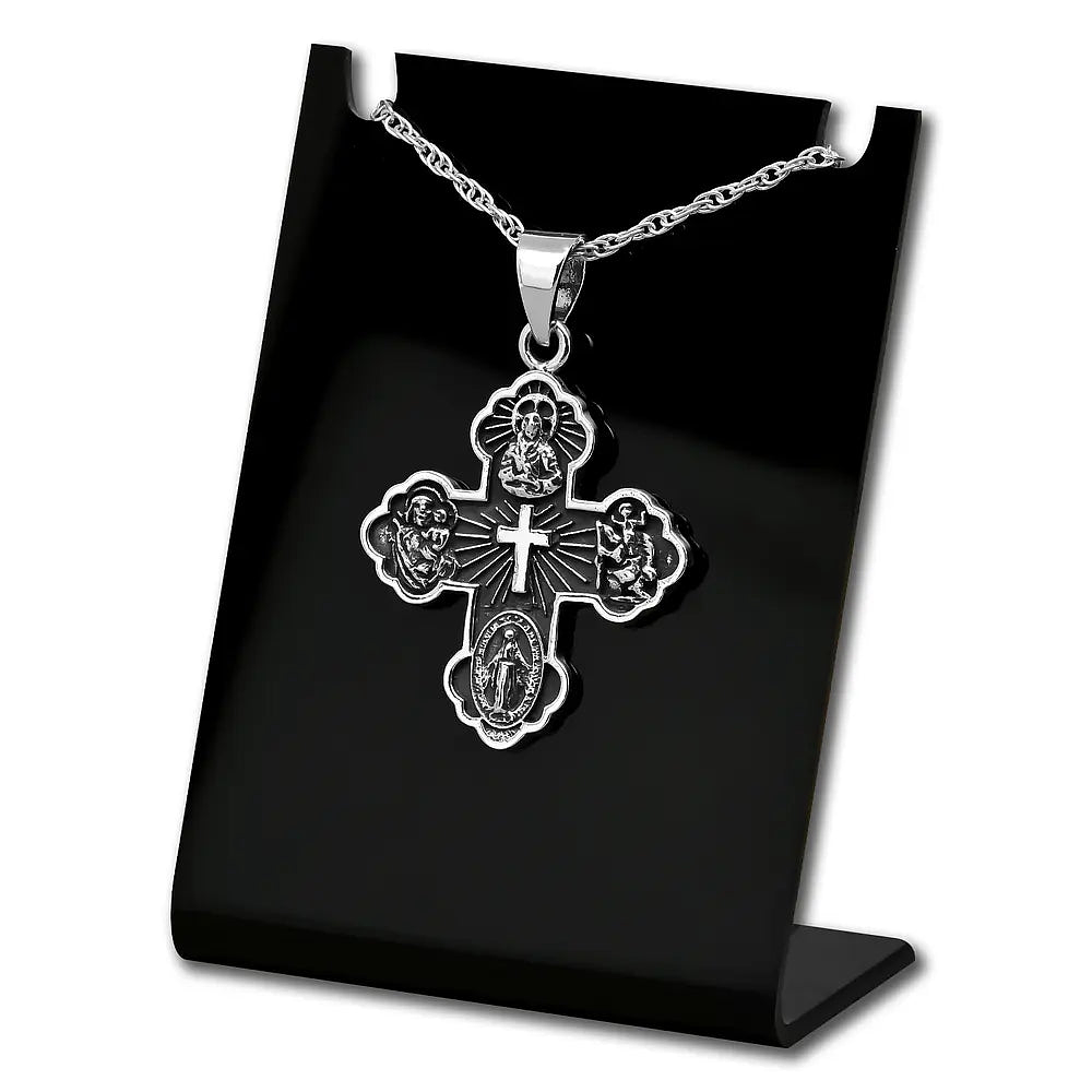 Colgate cruz de la novena (Jesús y virgen) en plata fina 1