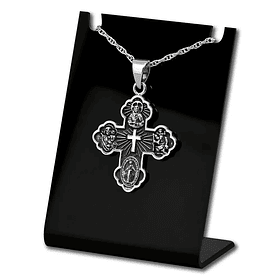 Colgate cruz de la novena (Jesús y virgen) en plata fina