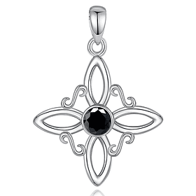 Colgante nudo de bruja original con piedra ónix en plata fina 950