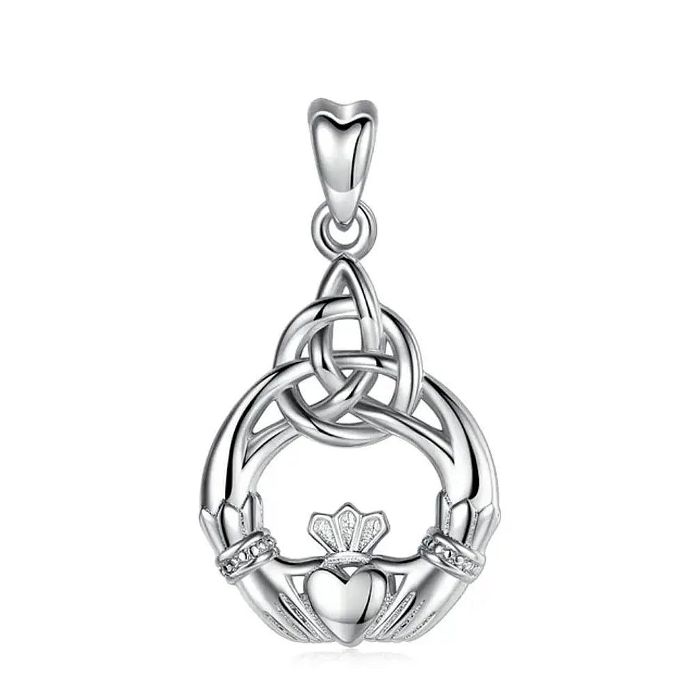 Colgante claddagh con nudo celta en plata fina 950 1