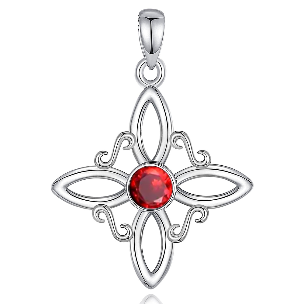 Colgante nudo de bruja original con piedra granate en plata fina 950 1