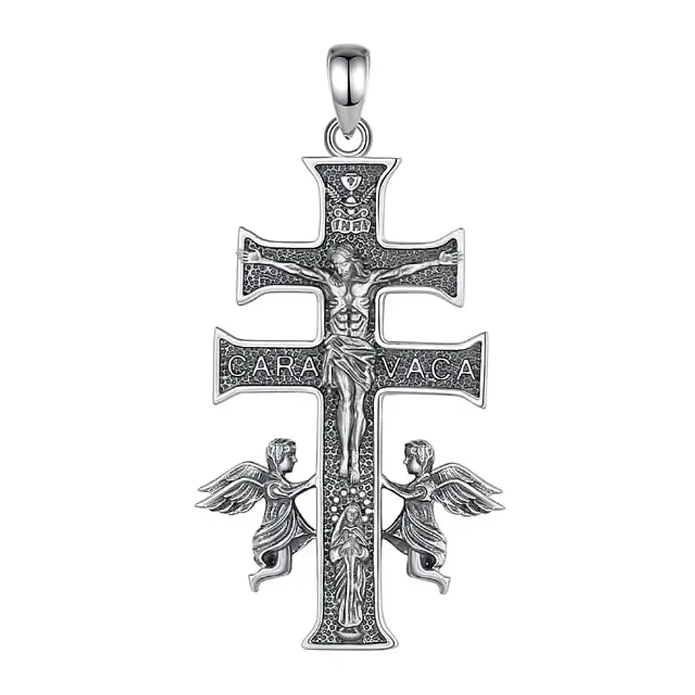 Colgante cruz de caravaca full definición en plata fina 950 1