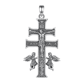 Colgante cruz de caravaca full definición en plata fina 950