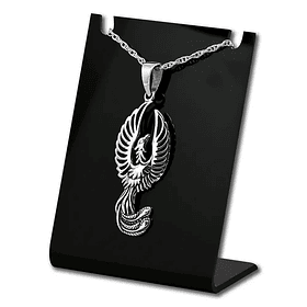 Colgante de ave fénix en plata fina, con cadena
