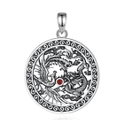 Colgante ave fenix y dragon con piedra granate en plata fina 950 1