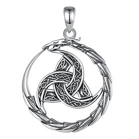 Colgante triqueta con serpiente en plata fina 950