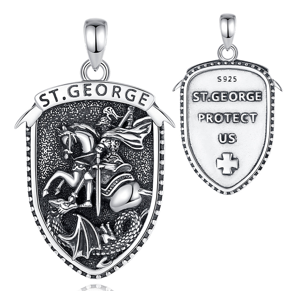 Colgante escudo de san Jorge en plata fina 950 1