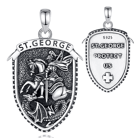 Colgante escudo de san Jorge en plata fina 950