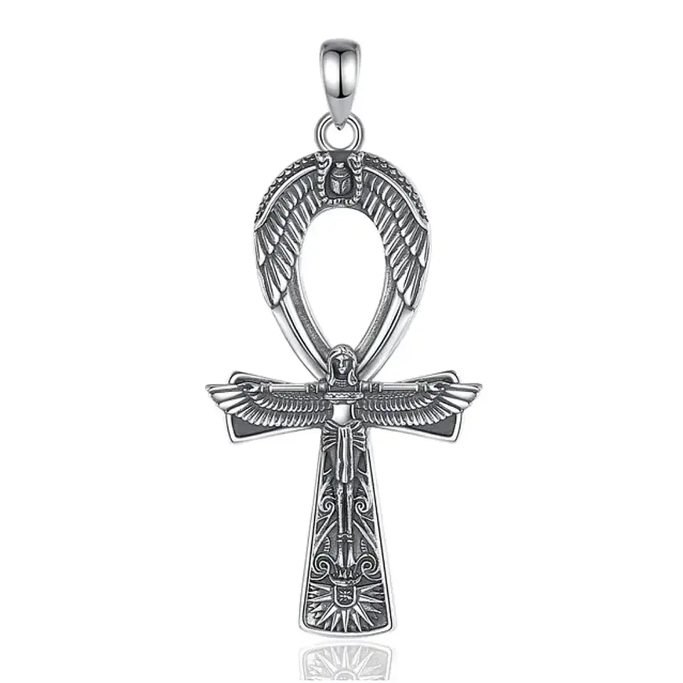 Colgante cruz ankh, llave del cielo en plata 925 1