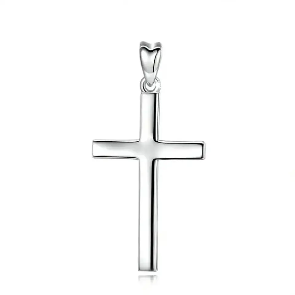 Colgante Cruz Lisa religiosa en plata 925 1