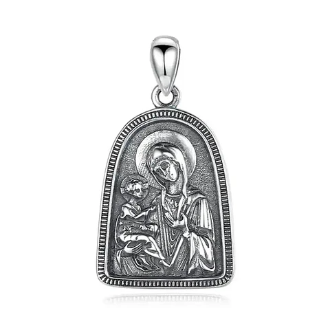 Colgante Virgen Maria con niño Jesus en plata 925