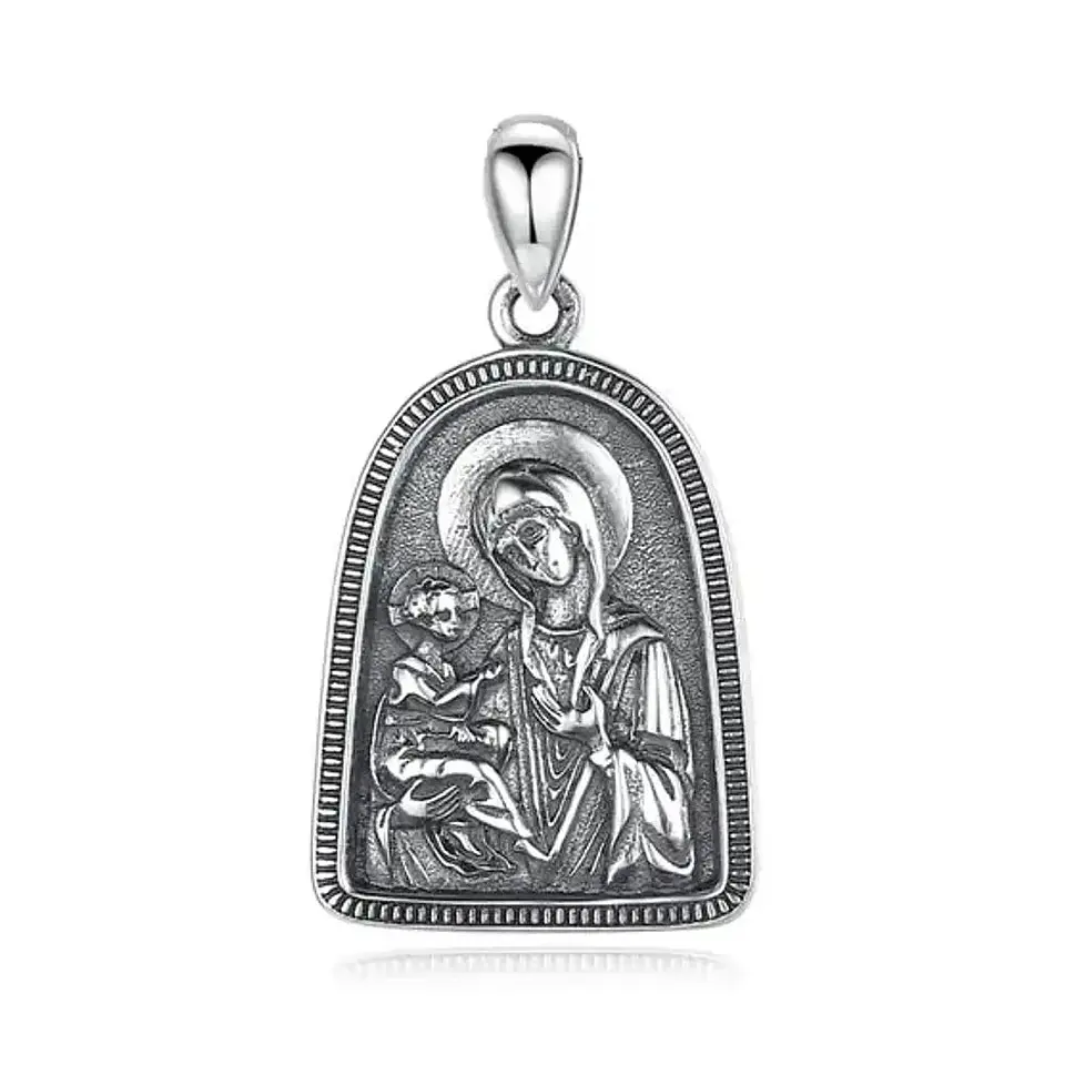 Colgante Virgen Maria con niño Jesus en plata 925 1