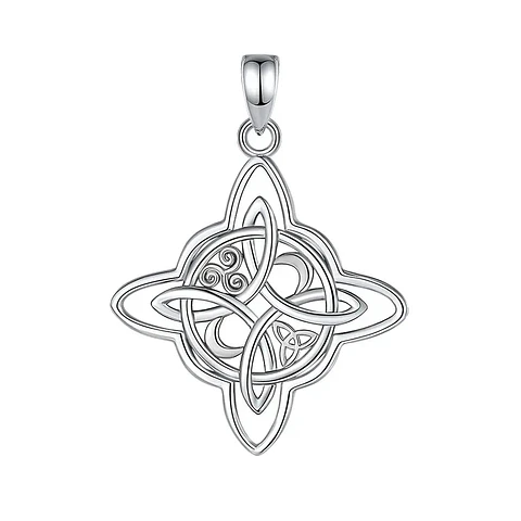 Colgante nudo de bruja con signos en plata 925