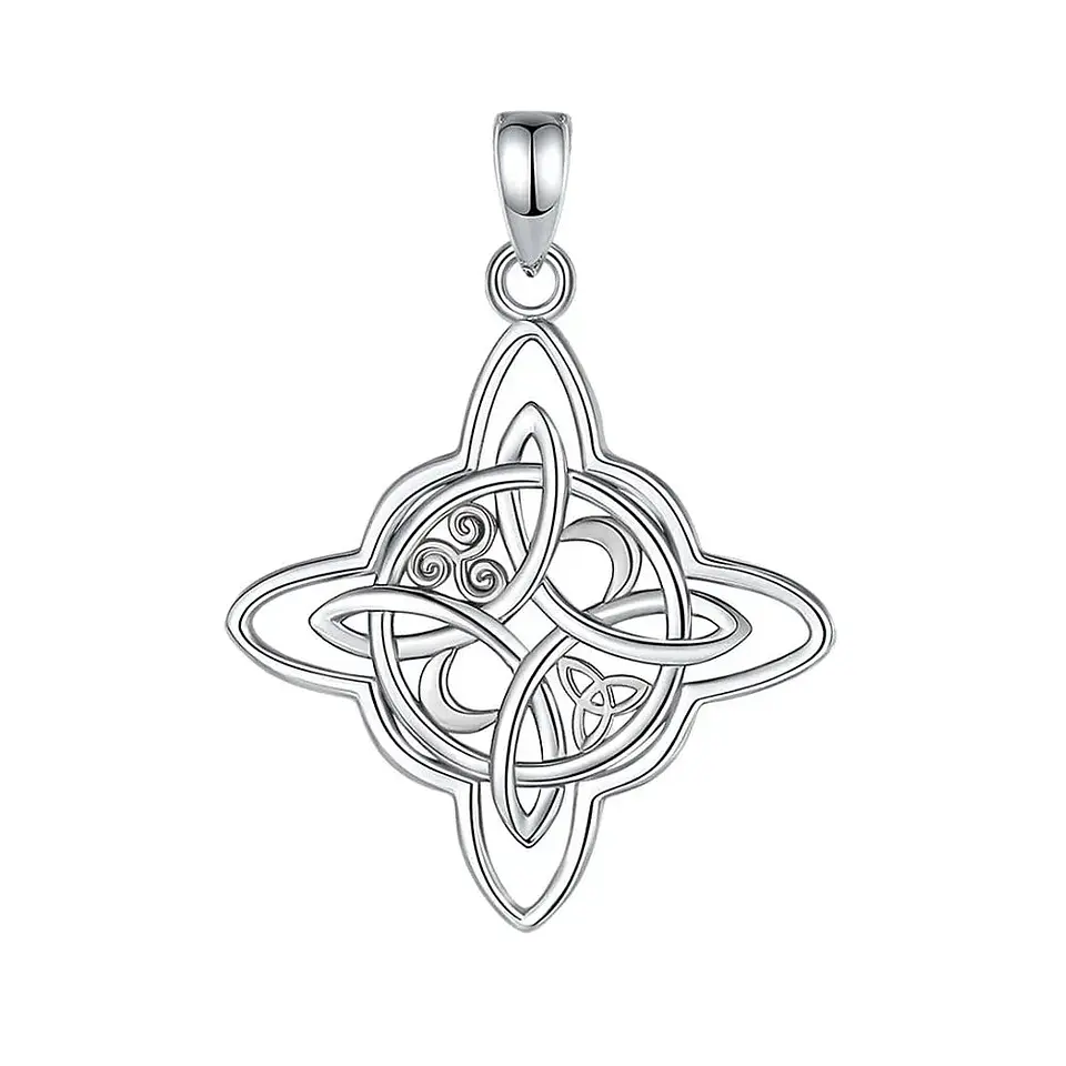 Colgante nudo de bruja con signos en plata 925 1