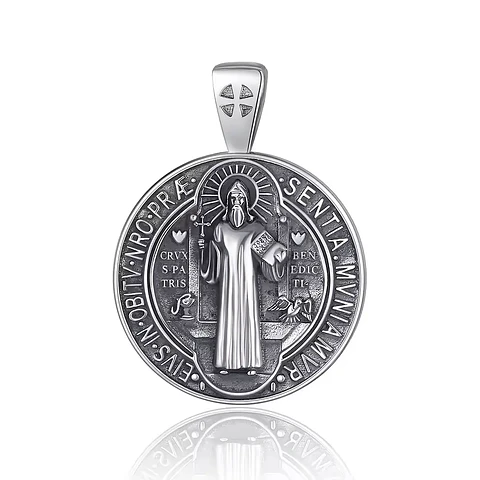 Colgante medalla de san Benito en plata 925