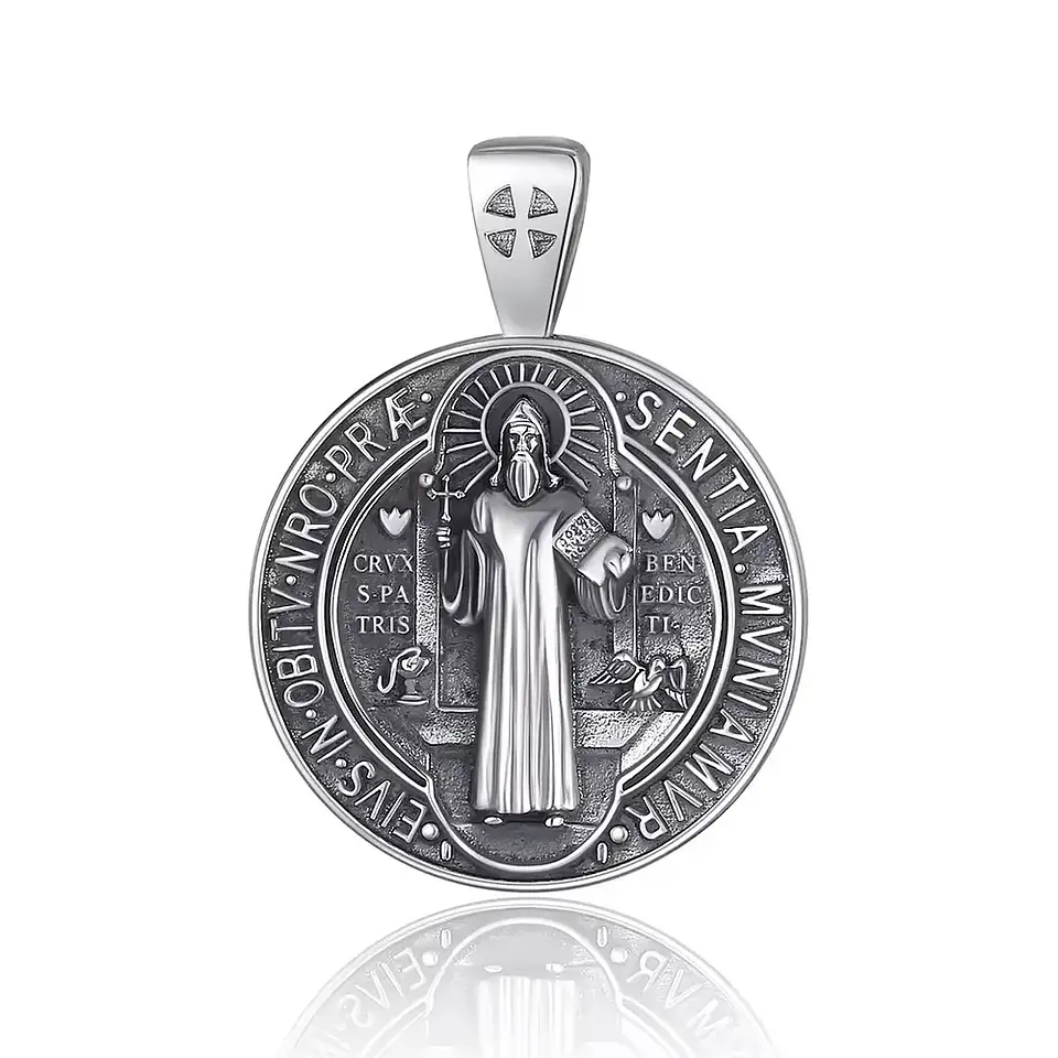 Colgante medalla de san Benito en plata 925 1