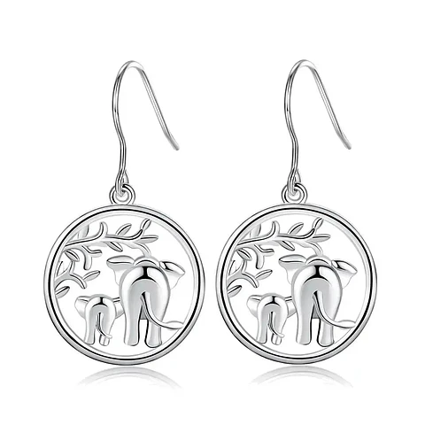Aros, aritos de madre elefante en plata 925
