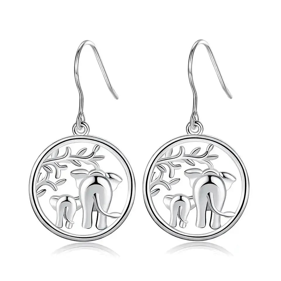 Aros, aritos de madre elefante en plata 925 1