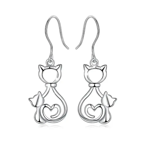 Aros, aritos de gato en plata 925