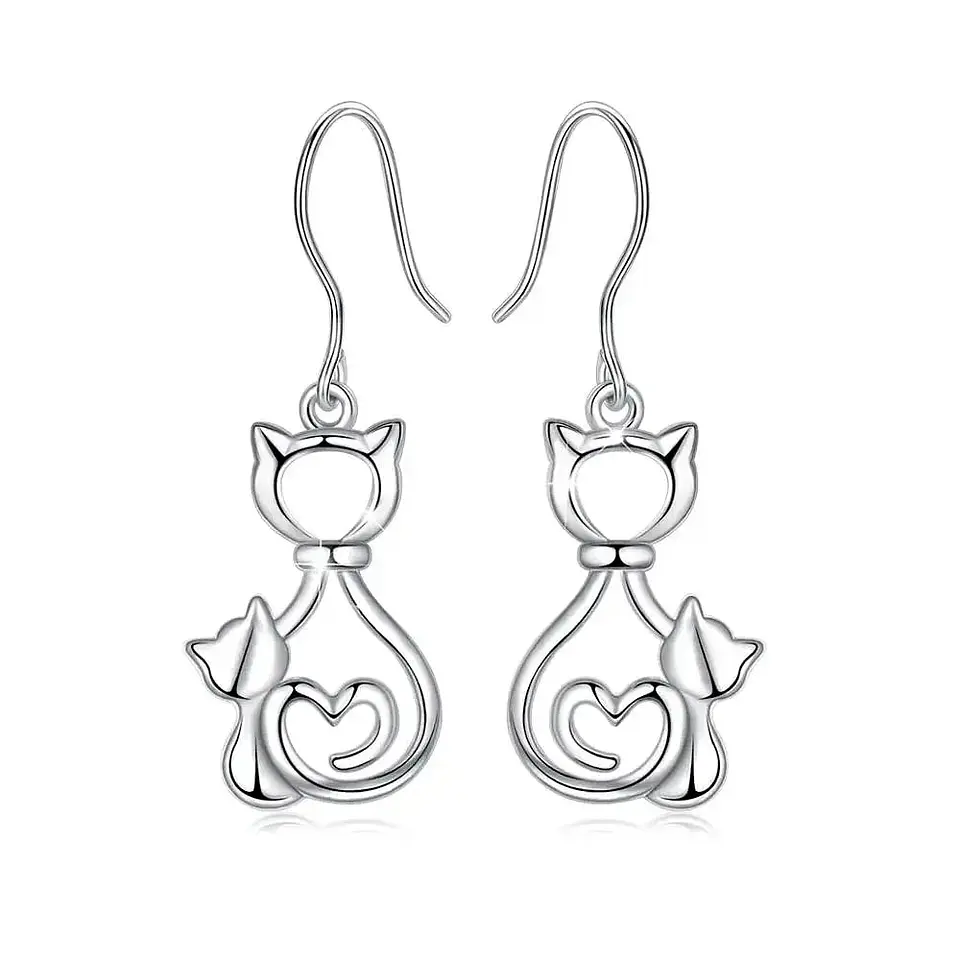 Aros, aritos de gato en plata 925 1