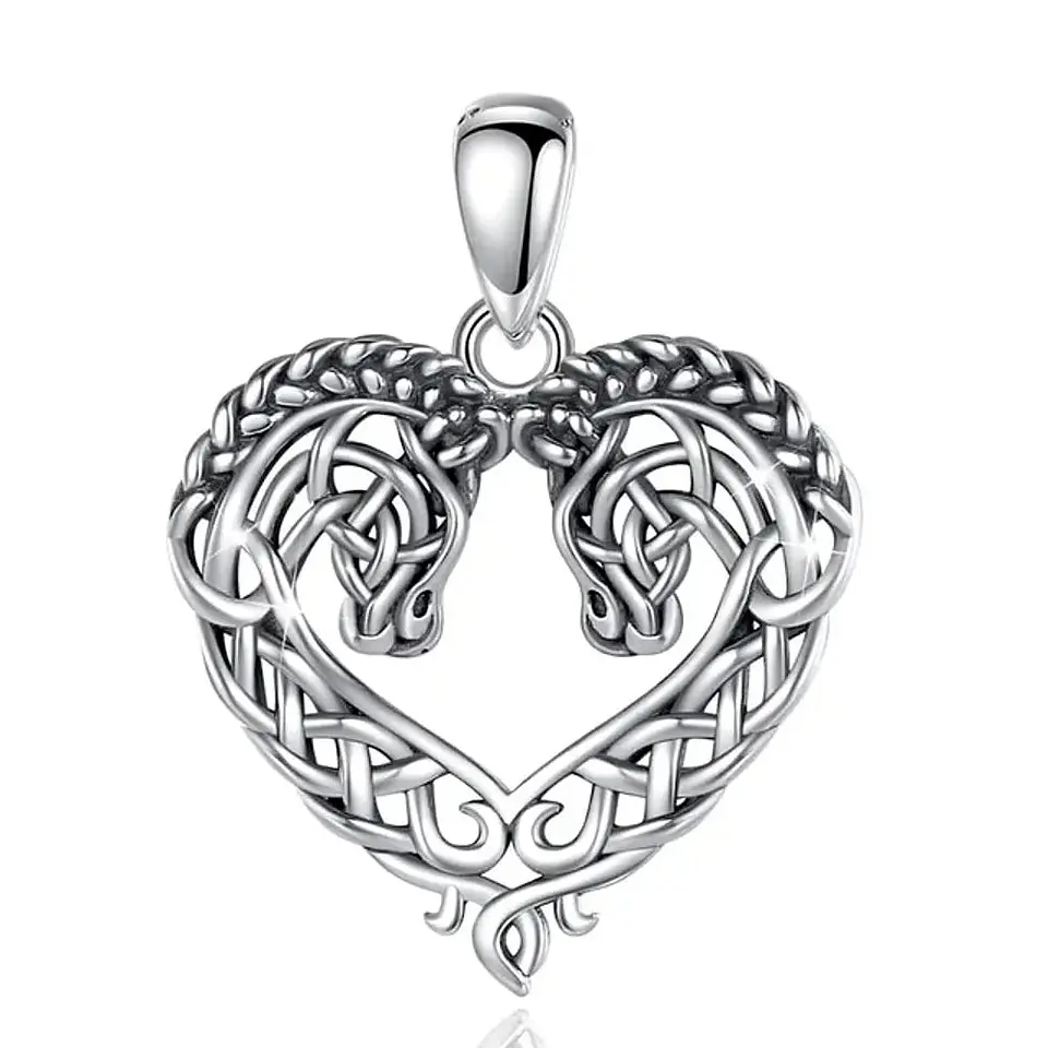 Colgante caballos corazon en plata 925 1