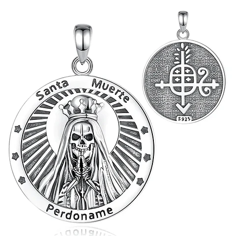 Colgante Santa muerte perdoname, en plata 925