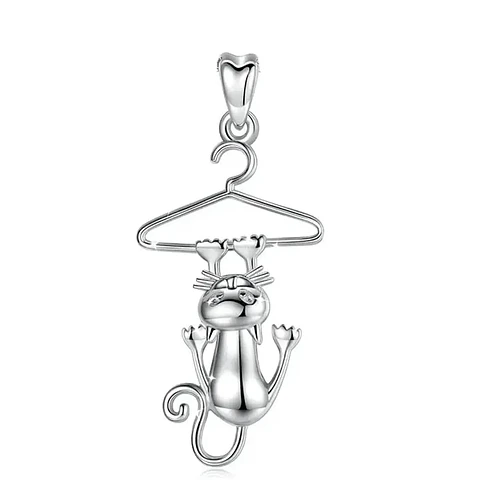 Colgante gato divertido en plata 925