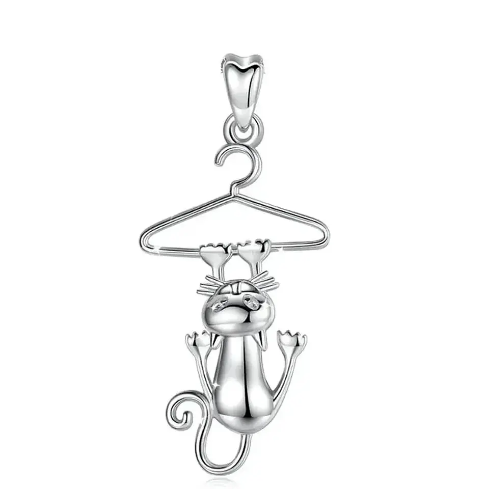 Colgante gato divertido en plata 925 1