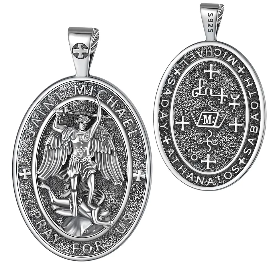 Colgante medalla ovalada san miguel de arcángel en plata 925 1