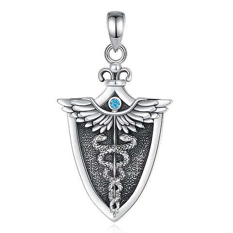 Colgante vara de esculapio en plata 925