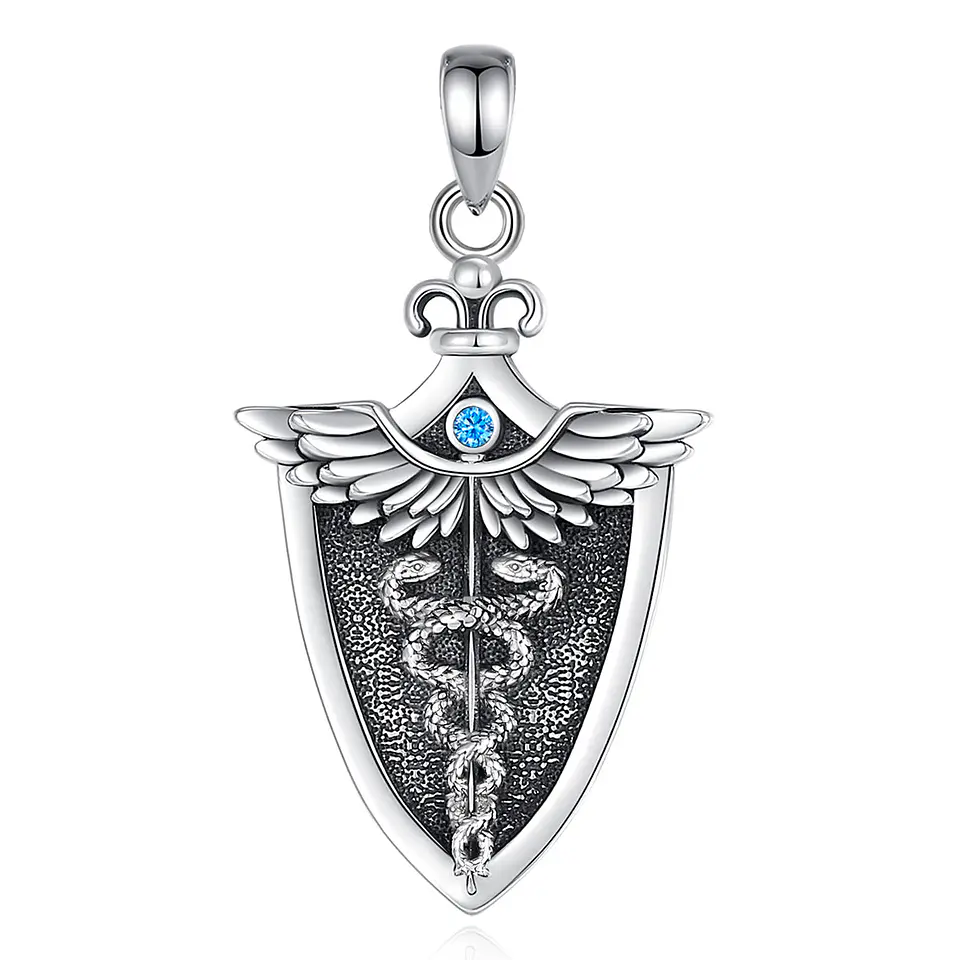 Colgante vara de esculapio en plata 925 1