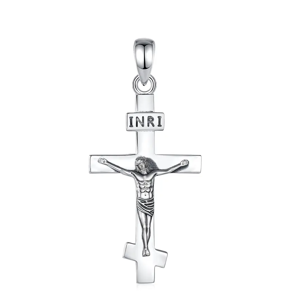 Colgante de cruz ortodoxa en plata 925 1