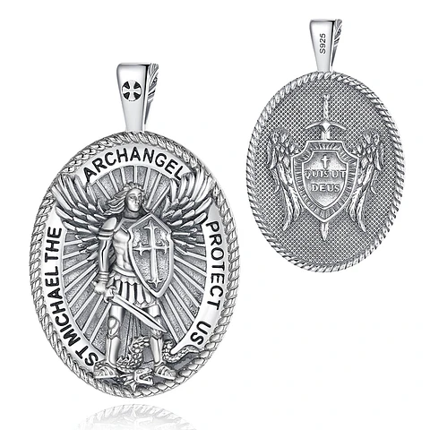 Colgante arcángel san Miguel en plata 925, todos los símbolos
