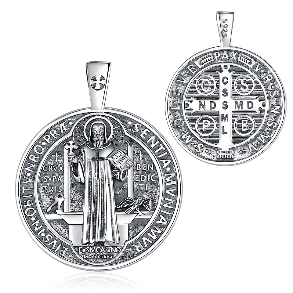 Colgante medalla de San Benito en plata 925 1