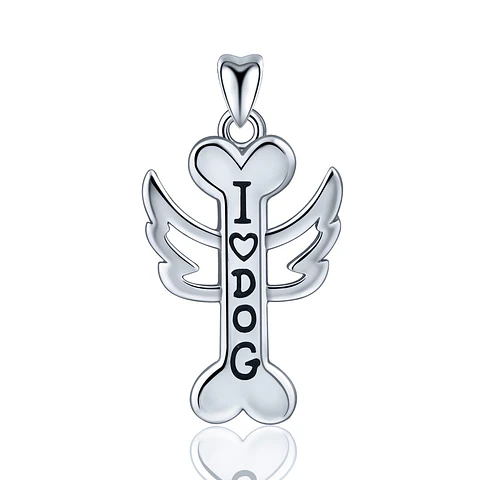 Colgante de hueso de perro, perrito en plata 925