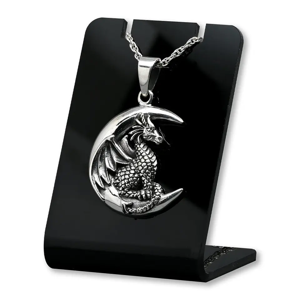 Colgante de dragón y luna en plata 925 1