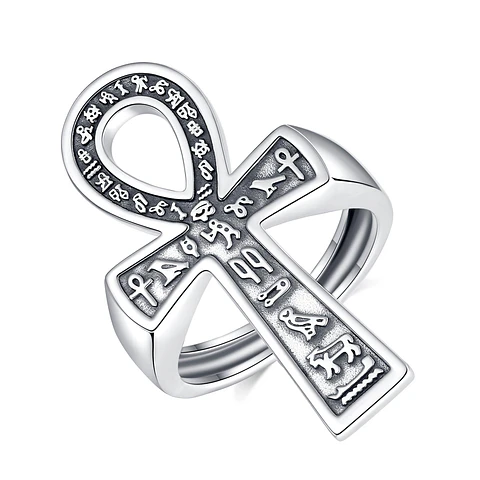 Anillo de cruz egipcia ankh en plata 925