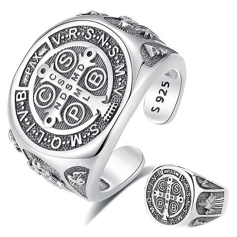 Anillo de San Benito en plata 925