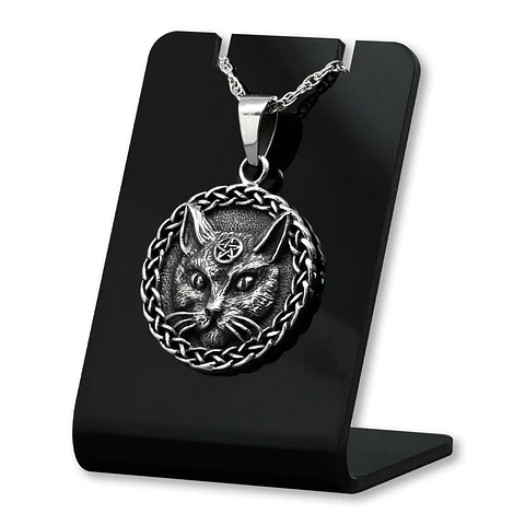 Colgante de bruja gato Wicca en plata 925