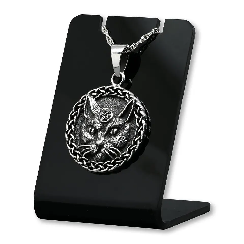 Colgante de bruja gato Wicca en plata 925 1