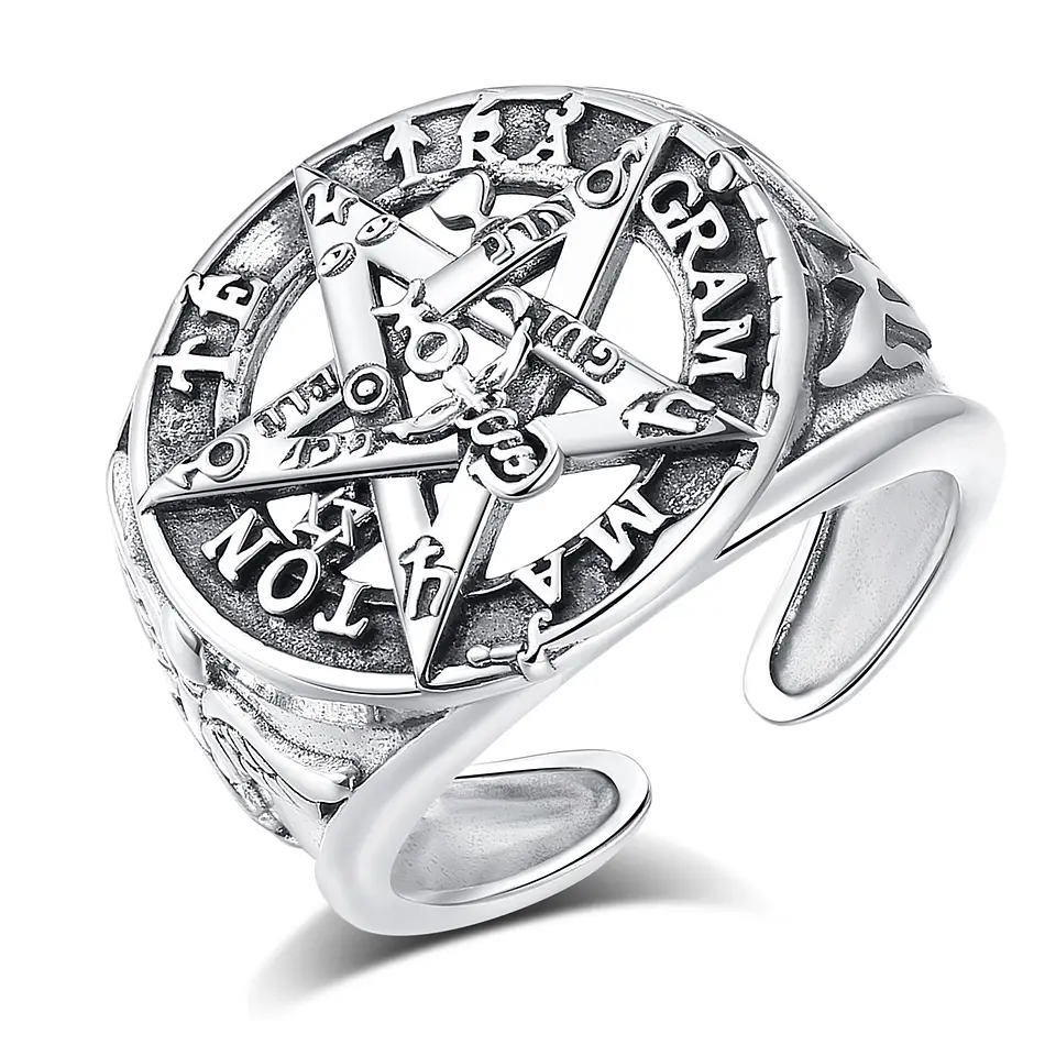 Anillo tetragrammaton todos los símbolos en plata 925 1