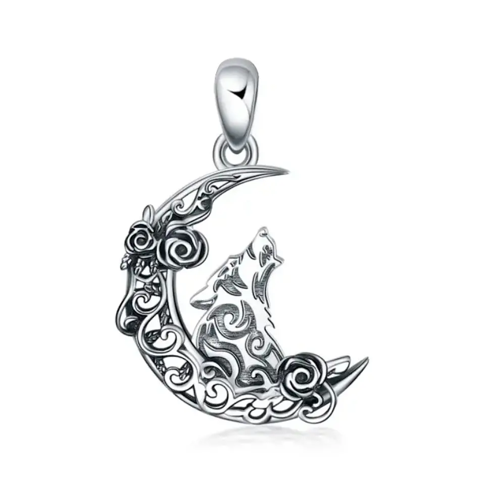 Colgante lobo de la luna hati en plata 925 1