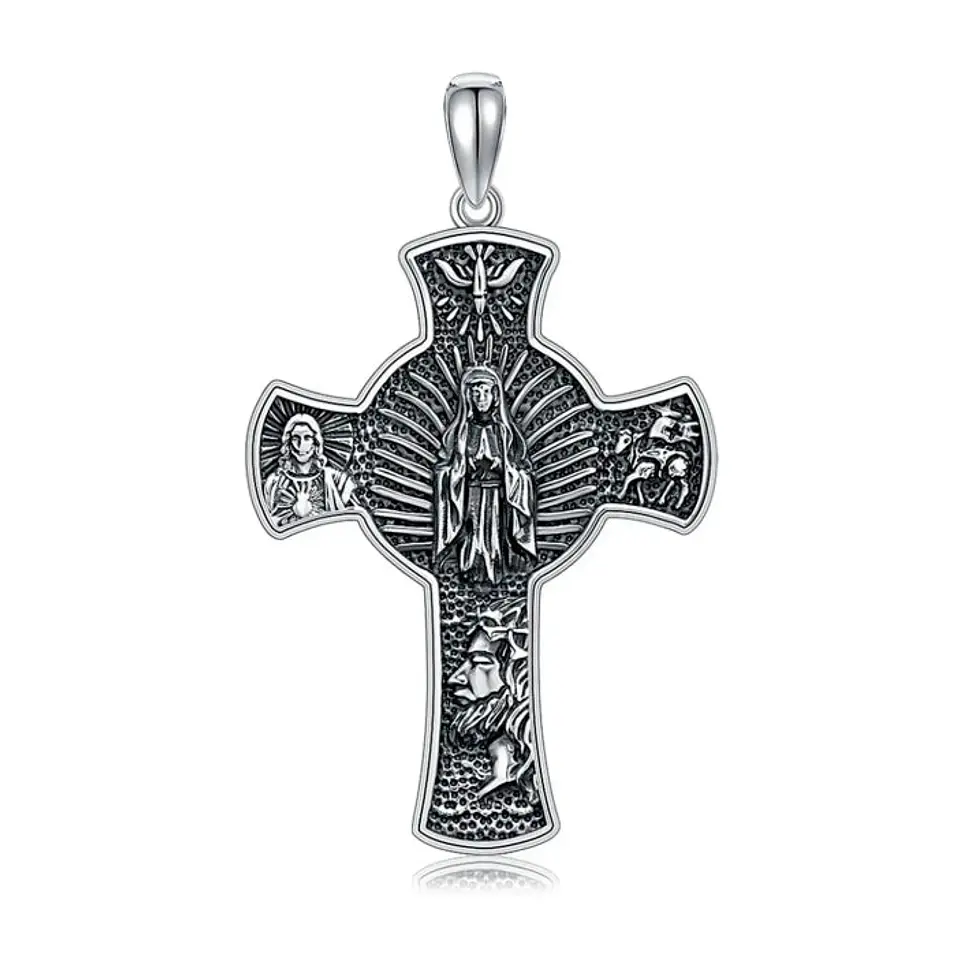 Colgante cruz de Jerusalén, cruz de cuatro vías en plata 925 1