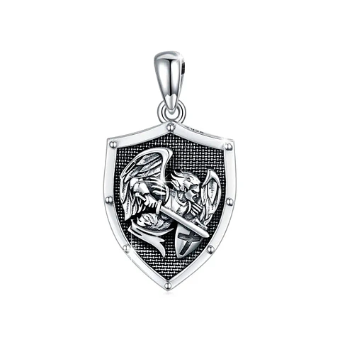 Colgante escudo de arcángel san miguel en plata 925