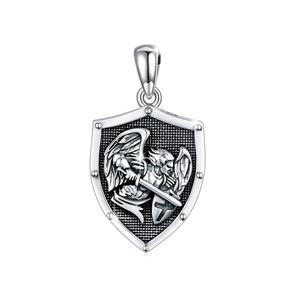 Colgante escudo de arcángel san miguel en plata 925 1