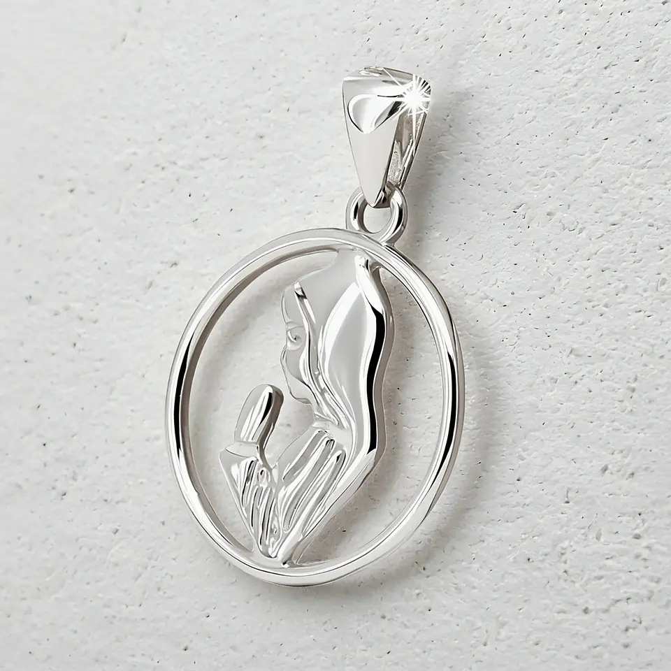 Colgante virgen niña en plata 950 1